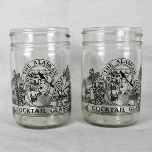 2- ALASKANA 77 THE ALASKAN COCKTAIL GLASS 10 FL.OZ Mason Jar Clear w/Black Label